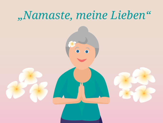 Yoga Dame mit Blume im Haar