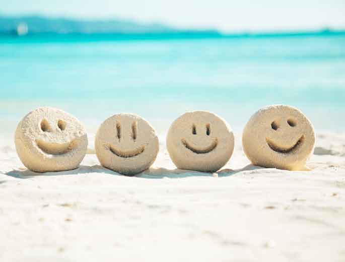 Smileys am Strand