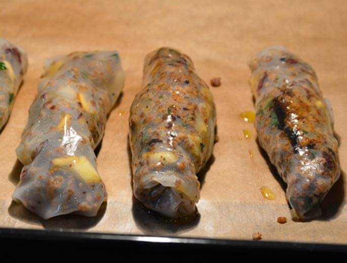 Reistaschen mit Apfel-Hack-Füllung