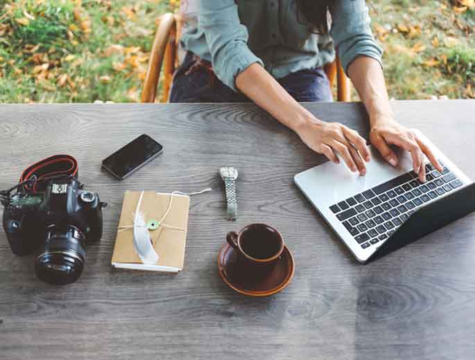 Bloggerin bei der Arbeit